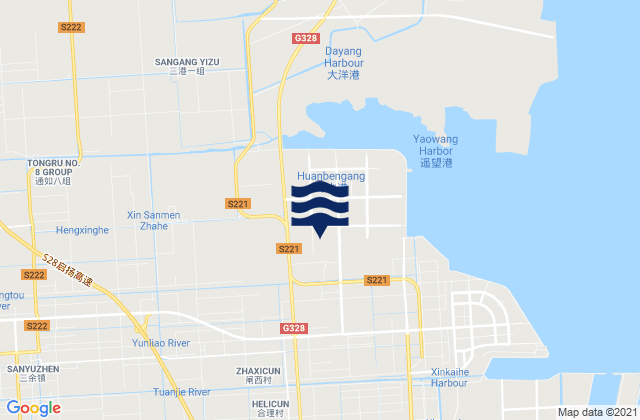Mapa da tábua de marés em Haifeng, China