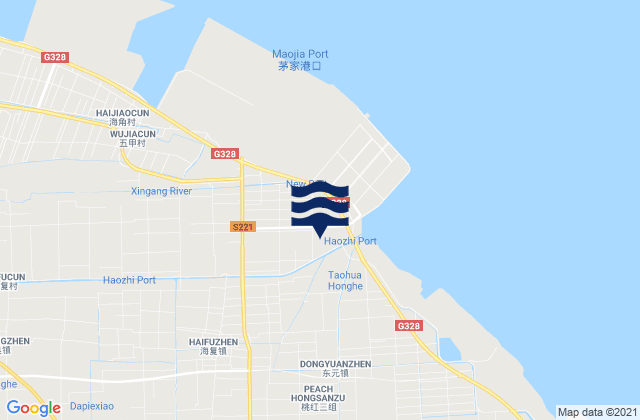 Mapa da tábua de marés em Haifu, China