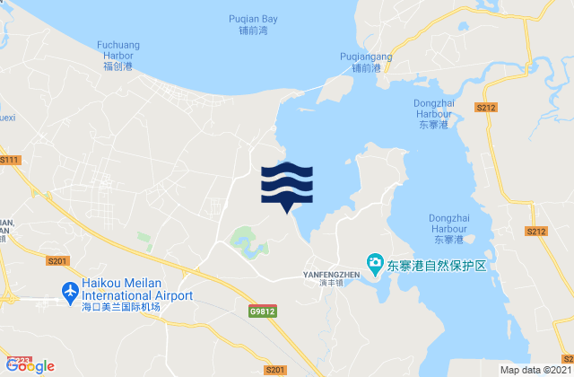 Mapa da tábua de marés em Haikou Shi, China
