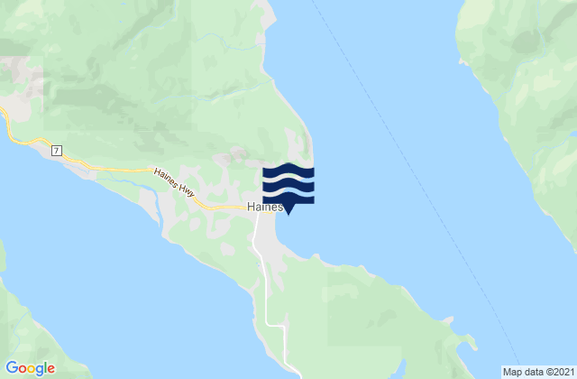 Mapa da tábua de marés em Haines, United States