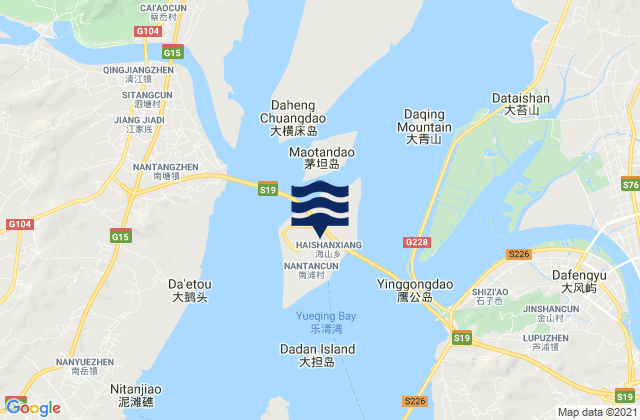 Mapa da tábua de marés em Haishan, China