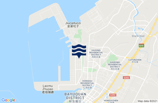 Mapa da tábua de marés em Haixing, China