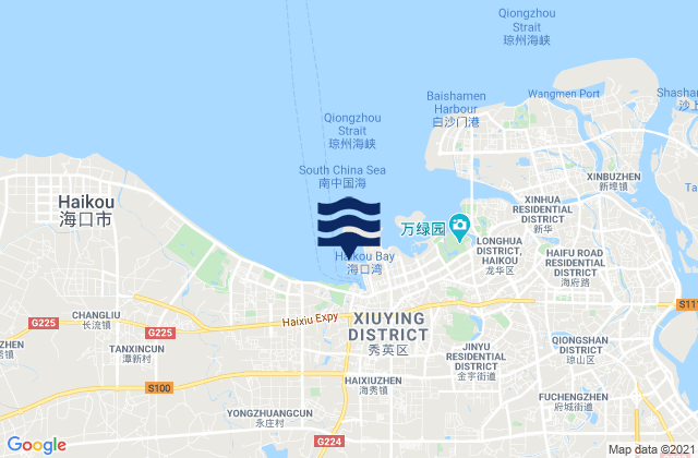 Mapa da tábua de marés em Haixiu, China