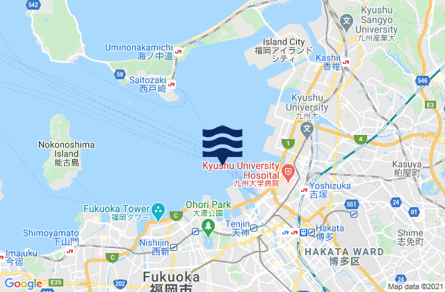 Mapa da tábua de marés em Hakata Kō, Japan