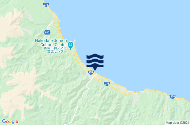 Mapa da tábua de marés em Hakodate Shi, Japan
