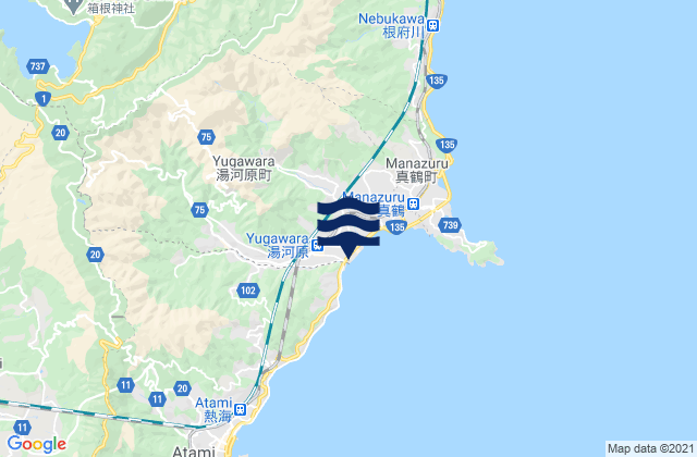 Mapa da tábua de marés em Hakone, Japan