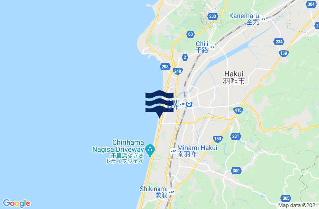 Mapa da tábua de marés em Hakui, Japan