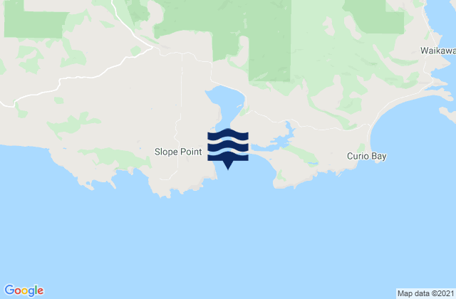 Mapa da tábua de marés em Haldane Bay, New Zealand
