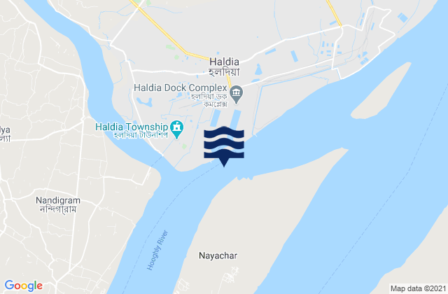Mapa da tábua de marés em Haldia, India