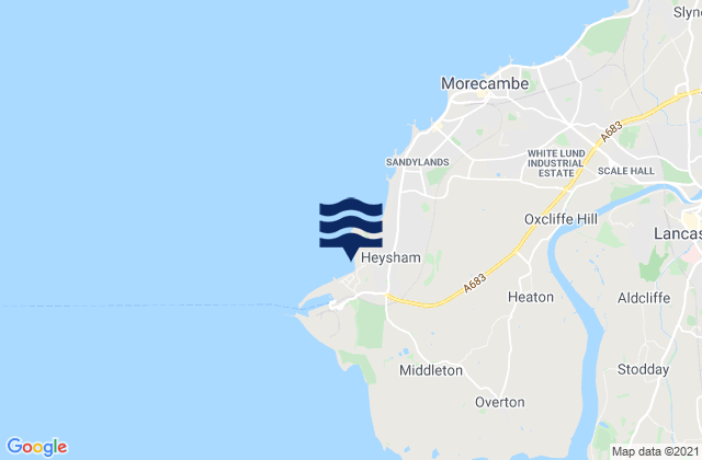 Mapa da tábua de marés em Half Moon Bay Beach, United Kingdom