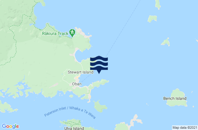 Mapa da tábua de marés em Half Moon Bay, New Zealand