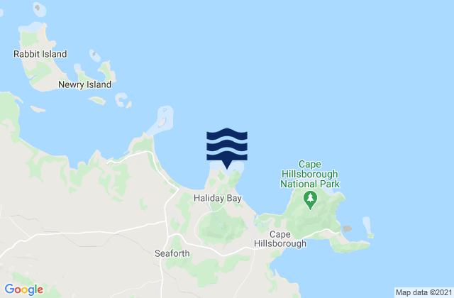 Mapa da tábua de marés em Haliday Bay, Australia