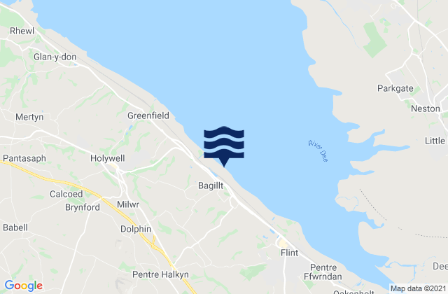 Mapa da tábua de marés em Halkyn, United Kingdom