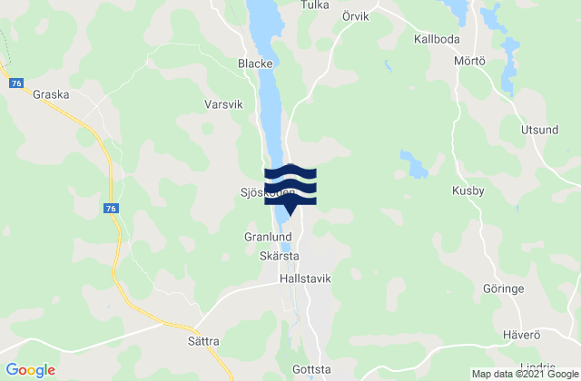 Mapa da tábua de marés em Hallstavik, Sweden