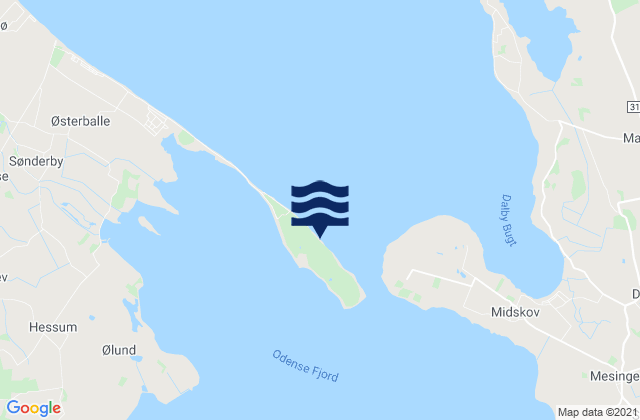 Mapa da tábua de marés em Hals, Denmark