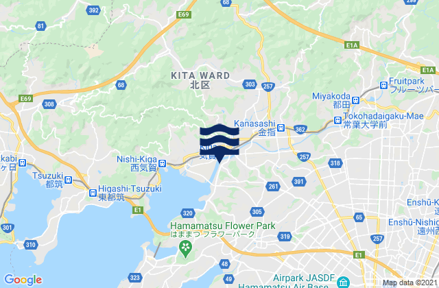 Mapa da tábua de marés em Hamakita, Japan