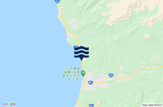 Mapa da tábua de marés em Hamamasu, Japan