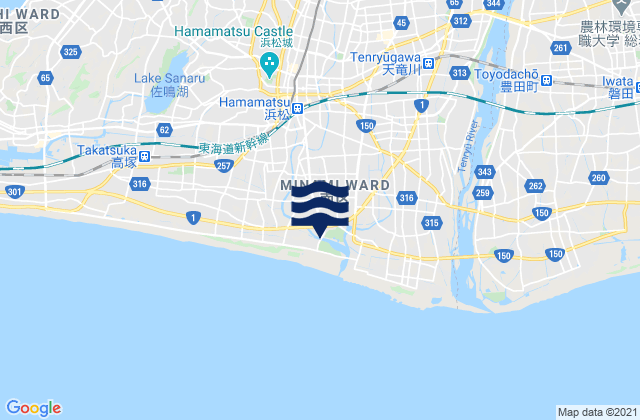 Mapa da tábua de marés em Hamamatsu, Japan