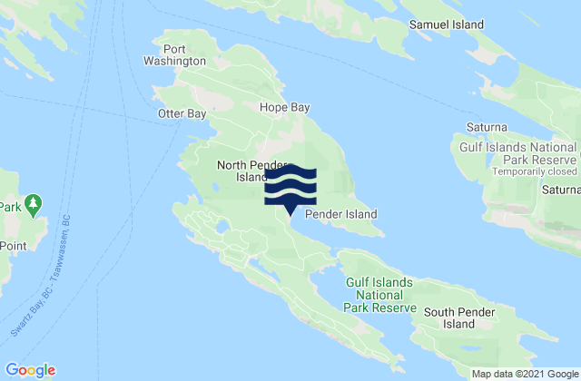 Mapa da tábua de marés em Hamilton Beach, Canada
