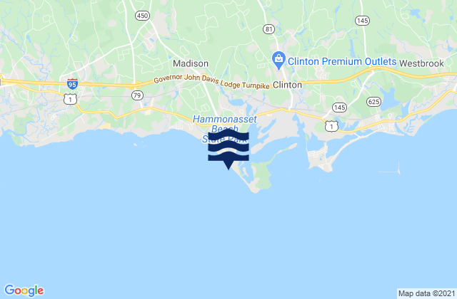 Mapa da tábua de marés em Hammonasset Beach, United States