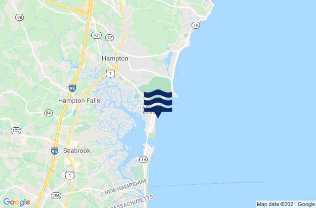 Mapa da tábua de marés em Hampton Beach, United States