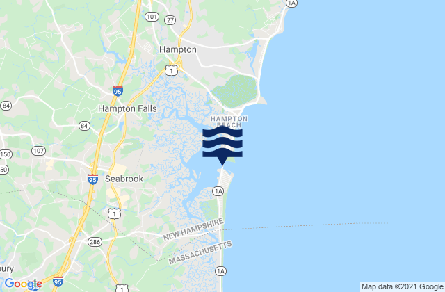 Mapa da tábua de marés em Hampton Harbor, United States