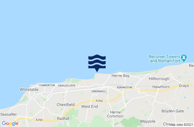 Mapa da tábua de marés em Hampton Pier - East Beach, United Kingdom