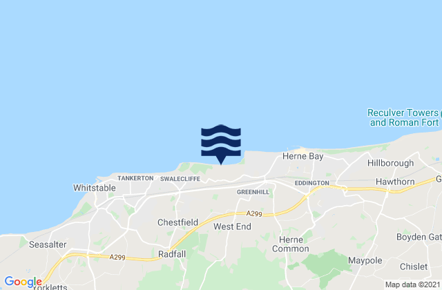 Mapa da tábua de marés em Hampton Pier - West Beach, United Kingdom