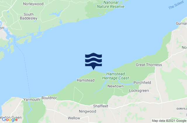 Mapa da tábua de marés em Hamstead Point Beach, United Kingdom