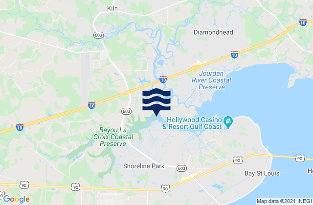 Mapa da tábua de marés em Hancock County, United States