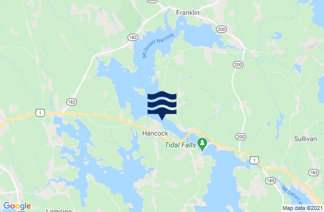 Mapa da tábua de marés em Hancock, United States
