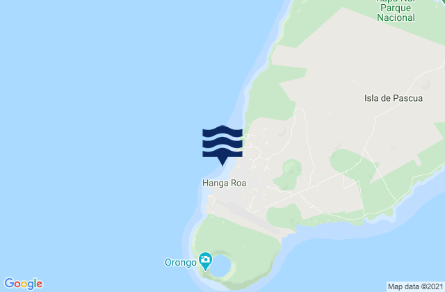 Mapa da tábua de marés em Hang Nui, Chile