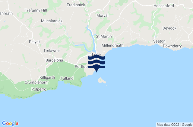 Mapa da tábua de marés em Hannafore Beach, United Kingdom