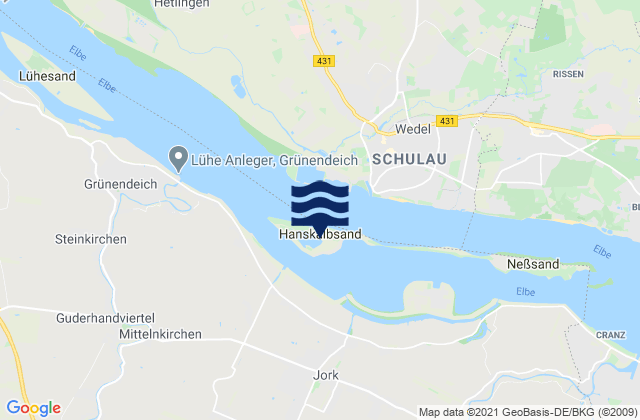 Mapa da tábua de marés em Hanskalbsand, Germany