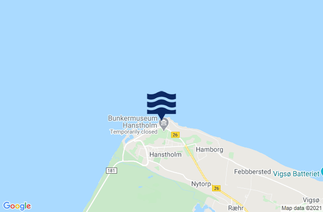 Mapa da tábua de marés em Hanstholm, Denmark