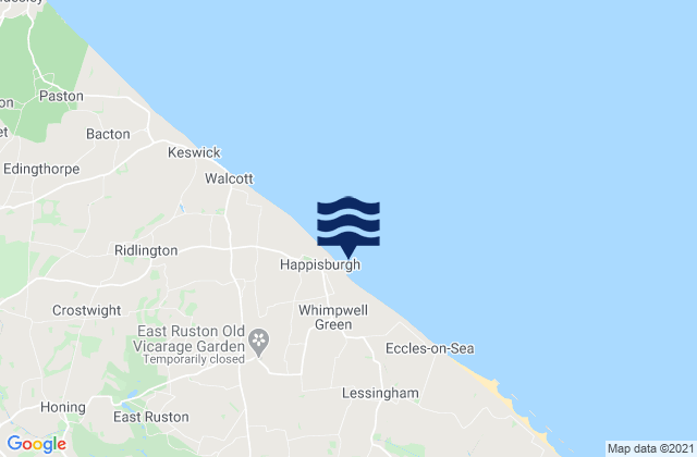 Mapa da tábua de marés em Happisburgh, United Kingdom