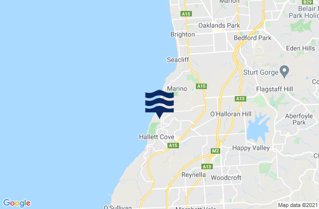 Mapa da tábua de marés em Happy Valley, Australia