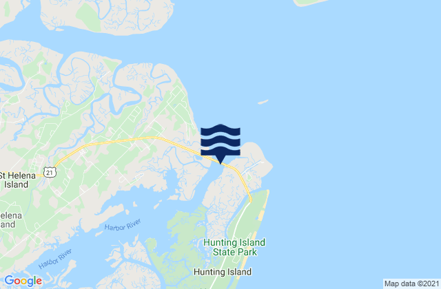 Mapa da tábua de marés em Harbor River Bridge, United States