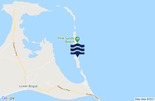 Mapa da tábua de marés em Harbour Island District, Bahamas