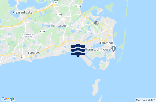 Mapa da tábua de marés em Hardings Beach Chatham, United States
