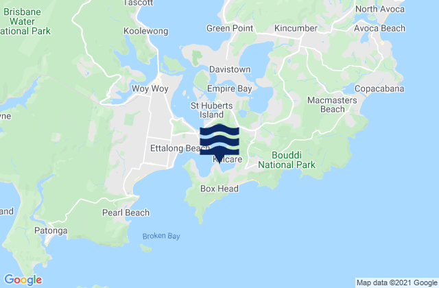 Mapa da tábua de marés em Hardys Bay, Australia
