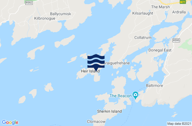 Mapa da tábua de marés em Hare Island, Ireland