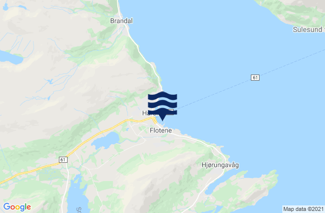 Mapa da tábua de marés em Hareid, Norway