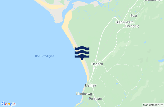 Mapa da tábua de marés em Harlech Beach, United Kingdom