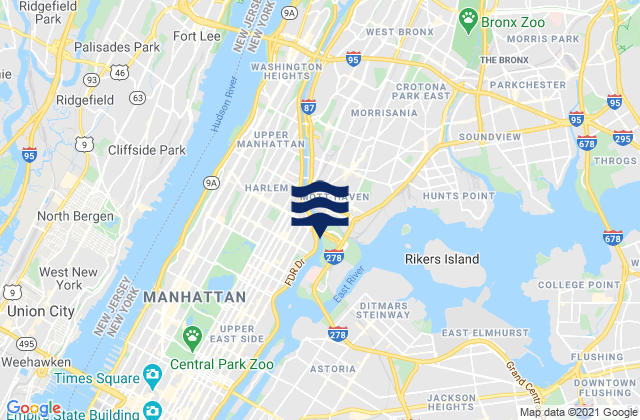 Mapa da tábua de marés em Harlem River (Randalls Island), United States