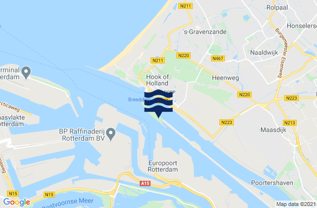 Mapa da tábua de marés em Harmsenbrug, Netherlands