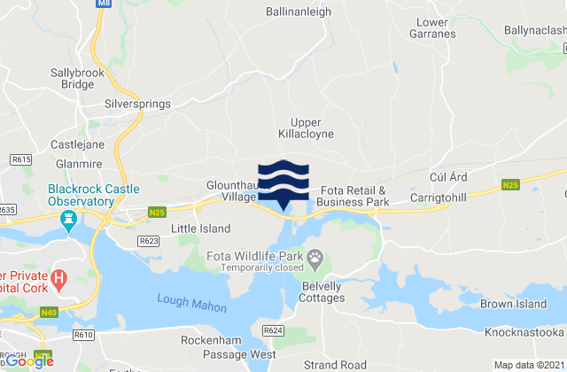Mapa da tábua de marés em Harper’s Island, Ireland