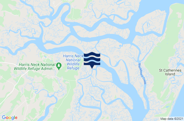 Mapa da tábua de marés em Harris Neck (Barbour Island River), United States