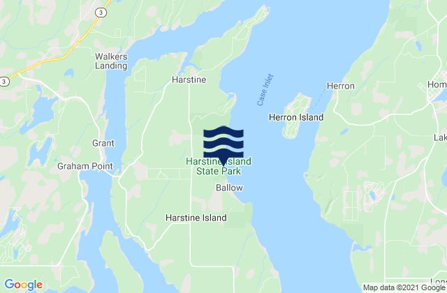 Mapa da tábua de marés em Harstine Island, United States