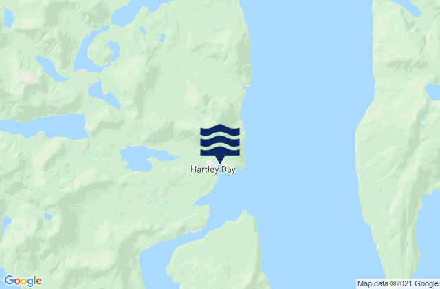 Mapa da tábua de marés em Hartley Bay, Canada